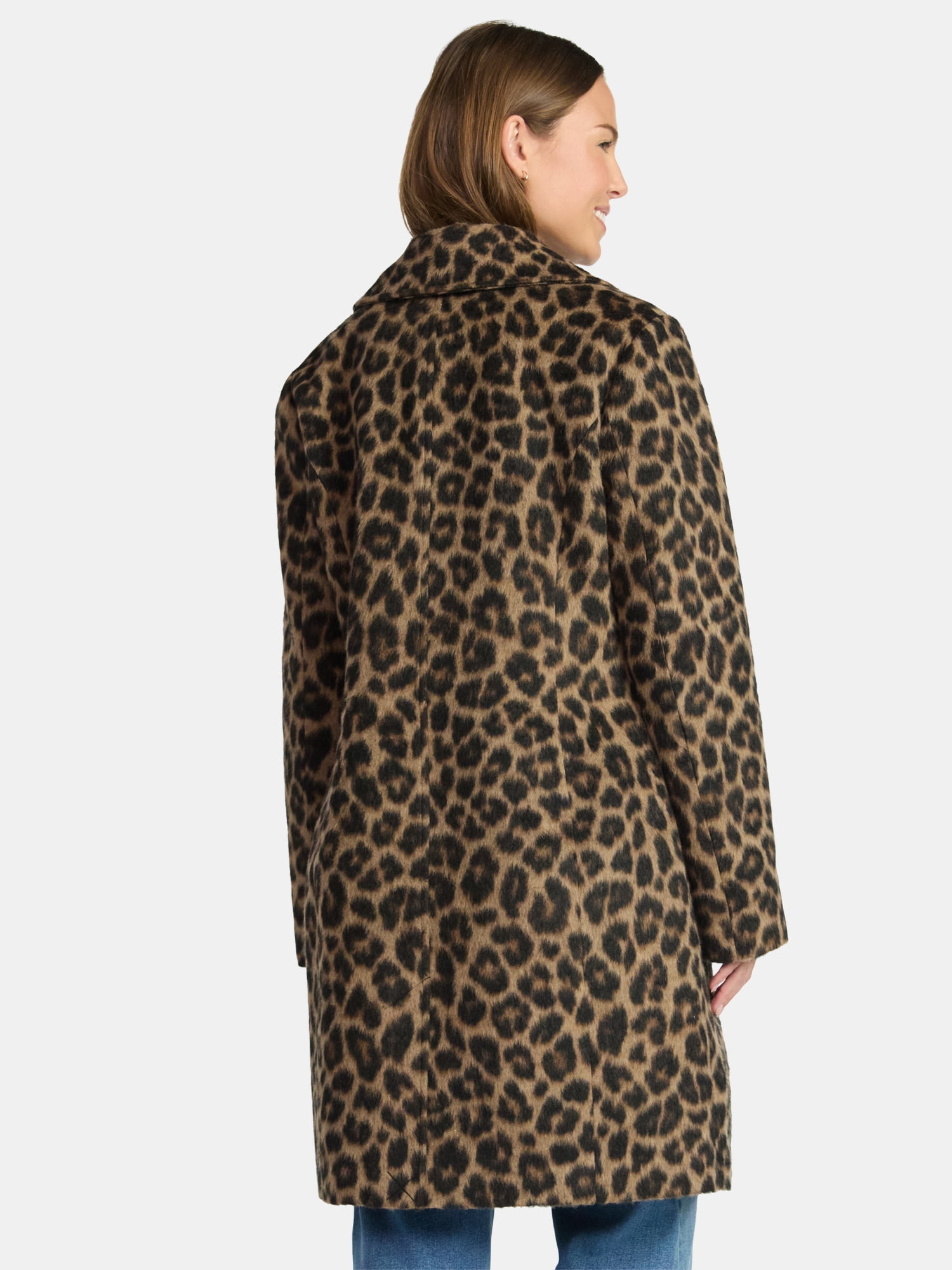 Time and Tru Women's and Women's Plus Faux Wool Boyfriend Coat, Sizes XS-2X