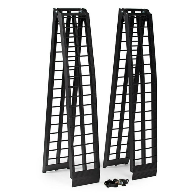 Titan Ramps 2-Pack 10 ft Folding Aluminum ATV Arched Loading Ramp, 1200 lb Capacity, Black