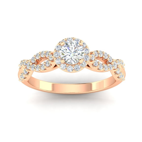 Certified 1.00 Carat TW Round Diamond Infinity Engagement Ring in 14k Rose Gold (G-H, I1)