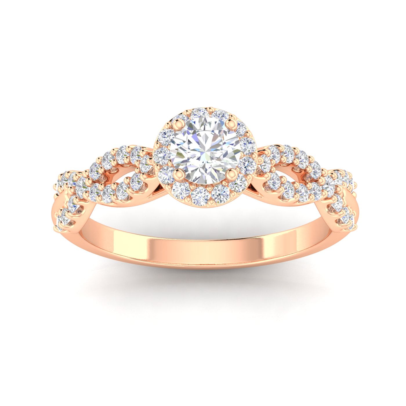 Certified 1.00 Carat TW Round Diamond Infinity Engagement Ring in 14k Rose Gold (G-H, I1)