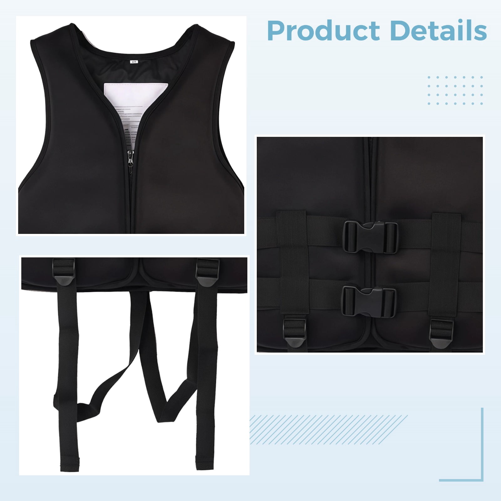 Life Jacket for Women, High Buoyancy Vest for Water Sports, Front Zipper Design, Adjustable Straps, Universal for Fishing, Boating, Surfing, Kayaking, M (Suitable 30-50 kg), Black (Includes Whistle)