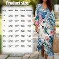 thumbnail image 6 of COEQINE Comfortable Chic Dress for Women 3/4 Sleeve Wrap A Line Cocktail Dress Linen Look Midi Tunic, Loose Fit Stylish Sundress, Size M, Hummingbird Butterfly Flower, 6 of 6