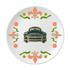 Green Classic Cars Outline Pattern Flower Ceramics Plate Tableware Dinner Dish