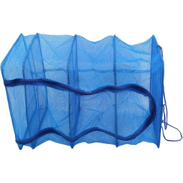 Malla de pescado plegable de secado rápido, red de secado colgante que protege los alimentos de daños para aplicaciones en interiores y exteriores en cocinas, patios y zonas de pesca (azul)