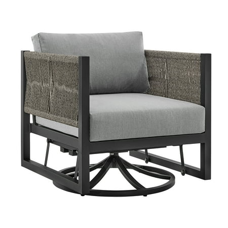 Armen Living Glider Upholstered Aluminum Lounge Chair Black