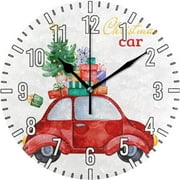 Wellsay 10in Car Wall Clock, Non-Ticking Silent Battery Operated Wall Clock for Kids Living Room Bedroom Kitchen School Office Christmas Decor