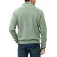 thumbnail image 3 of Mens Quarter Zip Pullover Slim Fit Lightweight Sweater Casual Mock Neck Knit Polo Sweater Green 2XL, 3 of 3