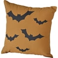thumbnail image 2 of Pumpkin Spice Orange Primitive Halloween Decor Bats Cotton Stenciled Canvas Nature Print Square 12x12 Pillow, 2 of 3