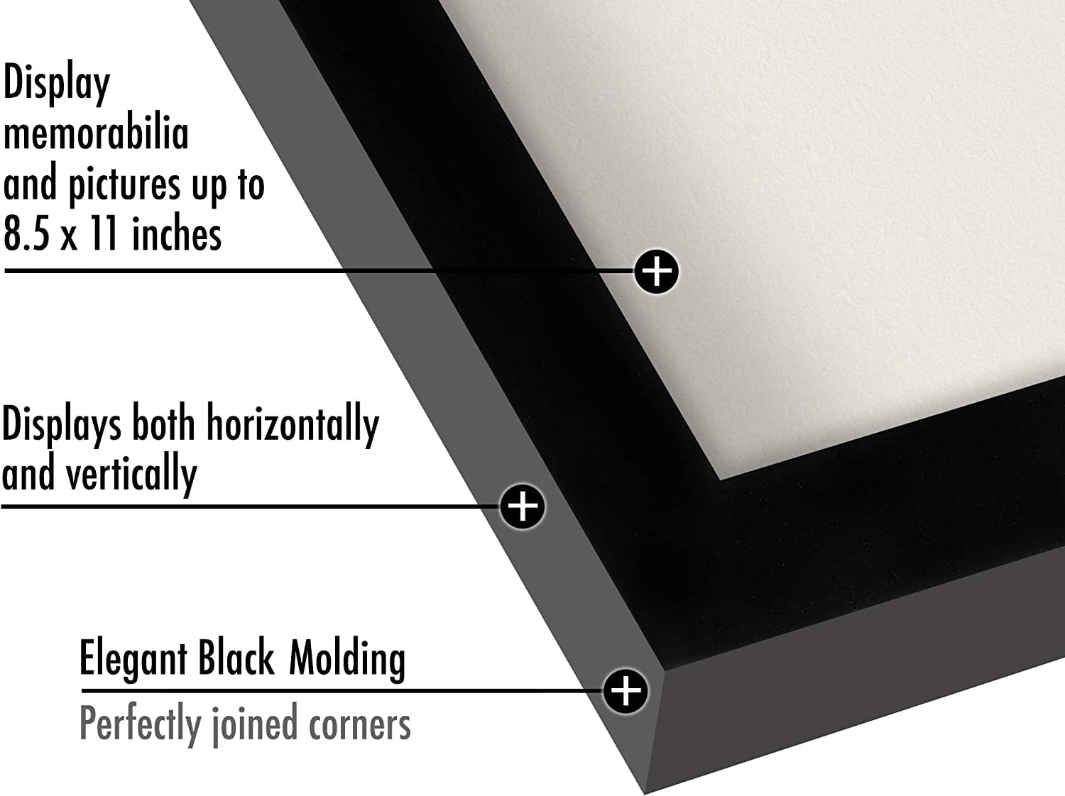 Americanflat 8.5x11 Shadow Box Frame in Black with Soft Linen Back - Composite Wood Frame with Shatter Resistant Glass for Wall and Tabletop - Memory Box with Pin Board - 2 Pack