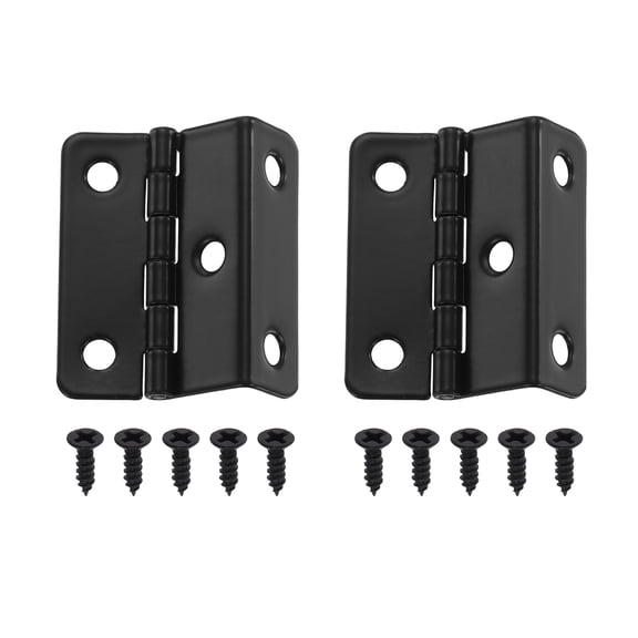 Uxcell Three Fold Hinge 1.61x0.47" Iron Retro Chest Hinge Black 2 Pcs, Vintage Folding Hinges Hardware with Screws for Wooden Cabinet Door Wardrobe Jewelry Boxes, 0.47" Fold Edge, 5 Mounting Holes