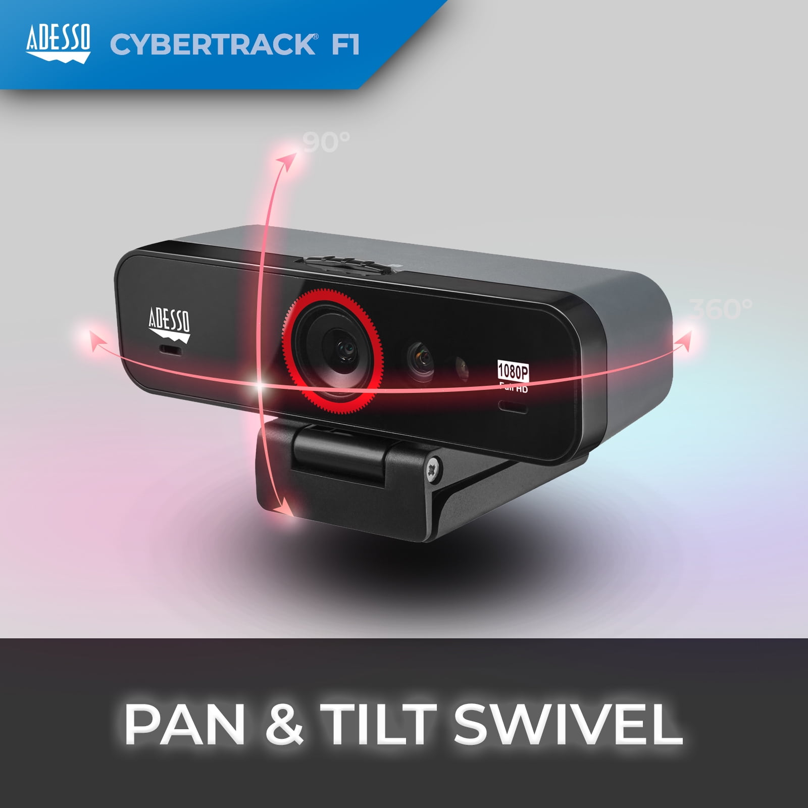 Adesso F1 True 1080P Webcam with Windows Hello, Computer Camera for PC Built-in Dual Microphone
