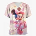 thumbnail image 3 of Camiseta de enfermera de uniforme de mujer para trabajo de enfermería, camiseta de Disney Mickey Mouse con estampado navideño de feliz Navidad, manga corta, cuello en V, patrón divertido festivo, 3 of 4