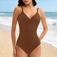 thumbnail image 2 of Xijirk One Piece Swimsuit Women,Push Up Underwire Swimsuit with Ruched Detail and High Waist Design One Piece Bathing Suit Supportive Swimwear for Beach Pool,Womens Swimsuits,Coffee,S, 2 of 5