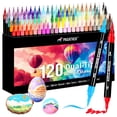 thumbnail image 1 of Marcadores de pintura acrílica Pagather, 120 colores, doble punta +24, metal, 1 of 8
