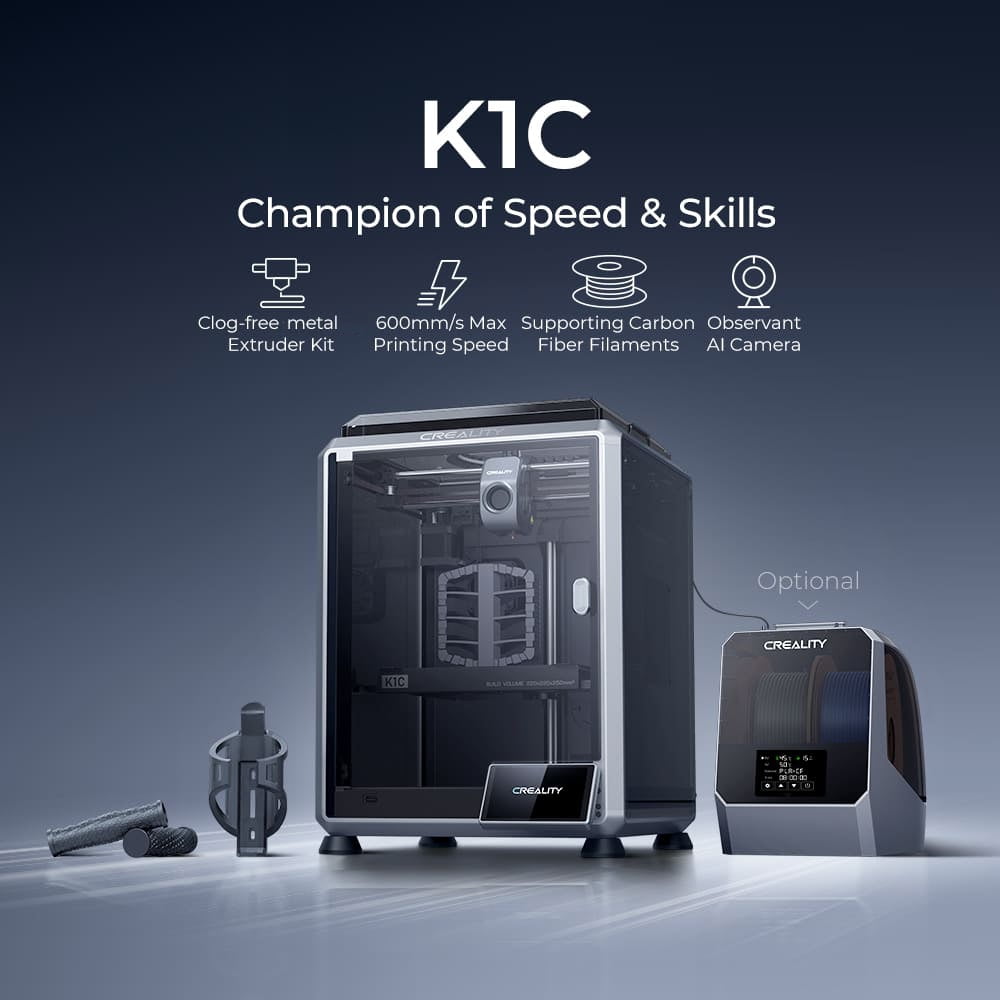 Creality K1C 3D Printer - 600mm/s Speed 220x220x250mm LiDAR AI