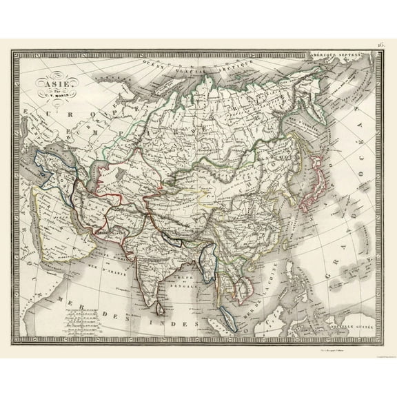 Historic Map - Asia - Monin 1839 - 28.56 x 23 - Vintage Wall Art