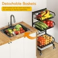 thumbnail image 5 of 4-Tier Kitchen Snack Cart with Wheels – Versatile Rolling Storage Cart for Pantry, Utility Rooms – Adjustable Metal Wire Fruit & Vegetable Basket Rack (Black Without cart Handle, 4-Tier), 5 of 15