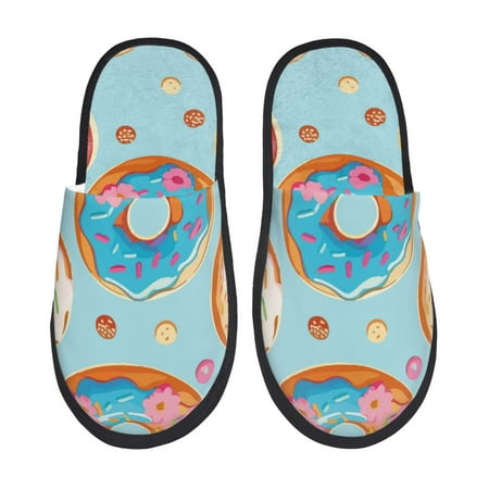 Balery Colorful Donut Slient Indoor Furry Fleece Comfort House Shoes Soft Non-Slip Home Shoes Cotton slippers House Slippers-- Medium