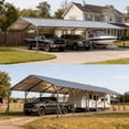 thumbnail image 2 of Riedhoff Metal Carport 20 x 40 x 12 ft, for Multiple Vehicles, Heavy Duty, Vertical Roof, Gray, 2 of 8