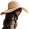 thumbnail image 2 of Sombrero de paja para mujer, ala ancha, antisol, transpirable, plegable, enrollable, para playa, con protección solar UPF 50+, 2 of 5