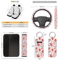thumbnail image 5 of Yuyamidu Strawberry Car Seat Covers Full Set of 13 with Steering Wheel Cover Seat Belt Pads Pink Trash Can Auto Rear View Mirror Cover Coasters Chapstick Holder Keychain for Van Sedan, 5 of 7