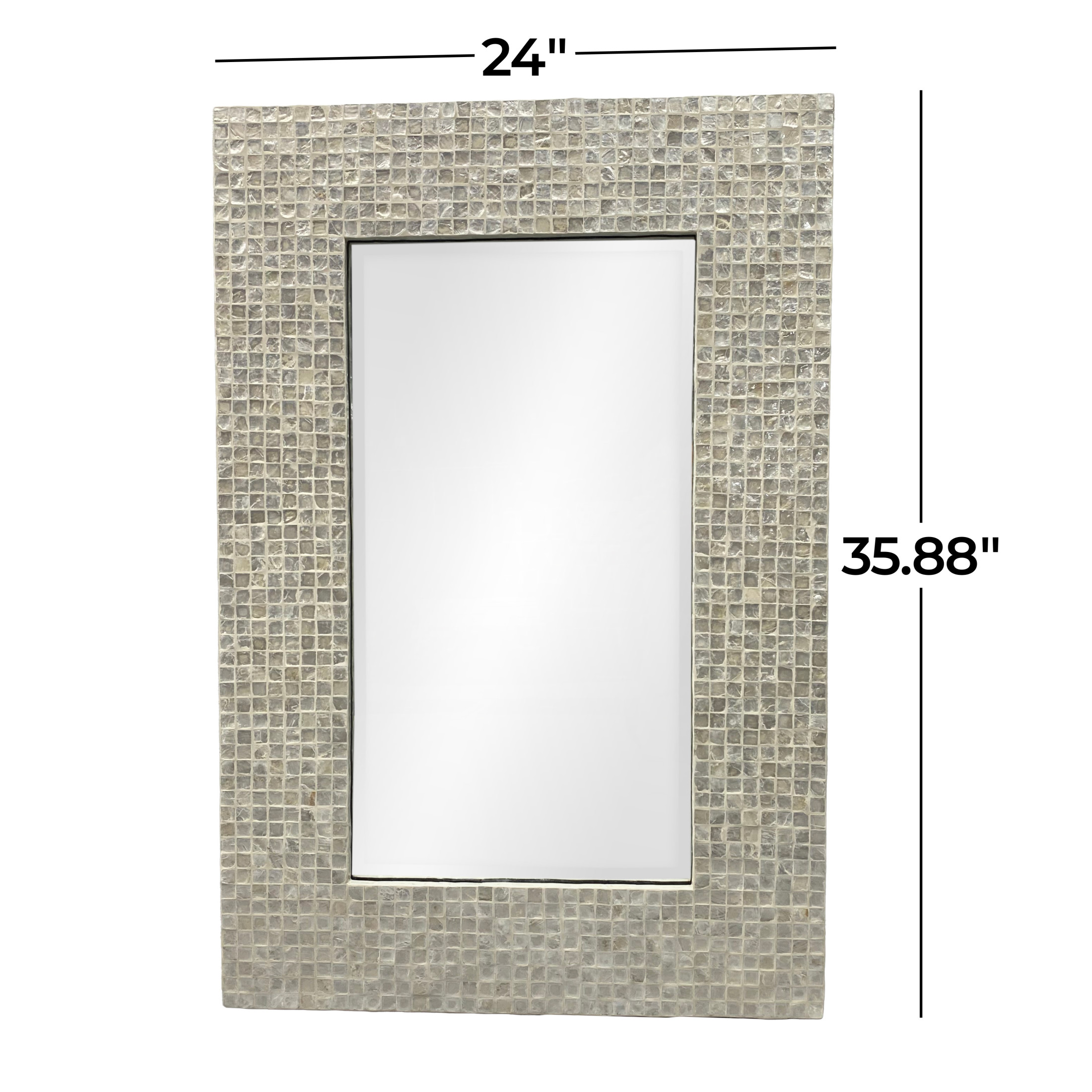 DecMode 24" x 36" Cream Handmade Mosaic Wall Mirror