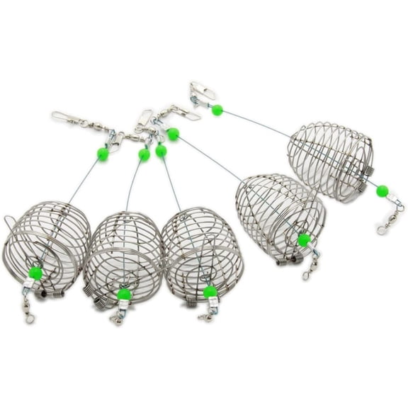 Manwang 5 Pcs Fishing Bait Trap Cage Feeder Basket Holder Lure Fish Accessories