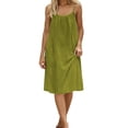 thumbnail image 4 of Husipze Cami Backless Summer Dresses for Women Spaghetti Strap Knee Length Dress Drawstring Casual Loose Fit Sundresses Light Green XXL, 4 of 6