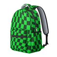 thumbnail image 2 of Green and Black Wavy Checkered Backpack for School, Cute School Bag with Adjustable Shoulder Straps and Padded Back, 15.3"x11"x7.1", 2 of 5