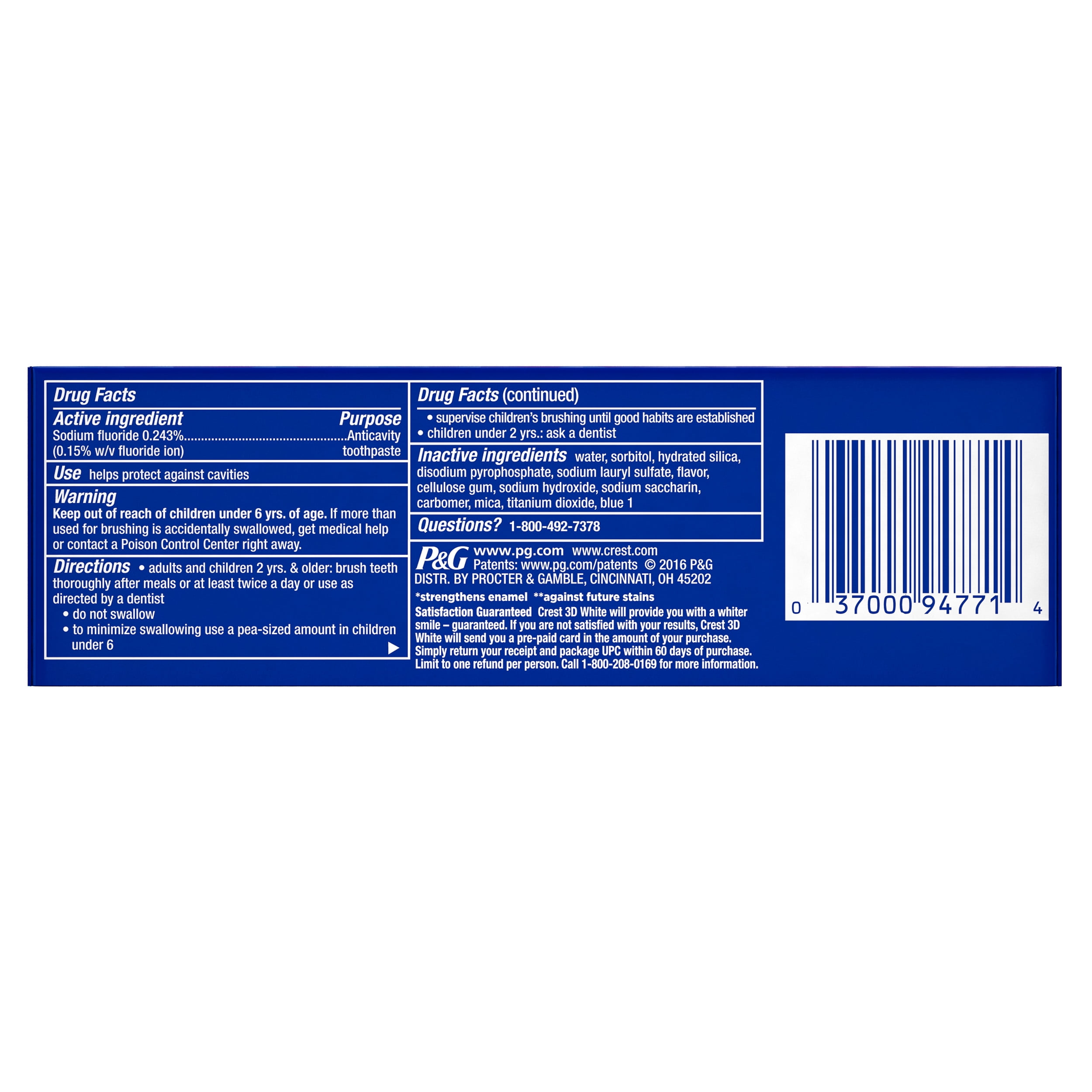 Crest 3D White Fluoride Anticavity Toothpaste, Radiant Mint, 4 Oz