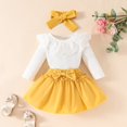 thumbnail image 2 of Mercatoo Winter Baby Girl Long Sleeve Romper Shirt + Ruffled Bow Skirt + Headband 3Pcs Sets Toddler Girls Fall Clothes, 2 of 9