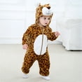 thumbnail image 6 of Toddler Infant Leopard Costume Flannel Hooded Onesie Soft Animal Romper Pajamas Outfits Gift, 6 of 11