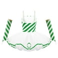 thumbnail image 5 of Aislor Girls Striped Leotard Skirt Sleeveless Bowknot Dance Party Dress Mrs. Santa Cosplay with Oversleeves Green 14, 5 of 7