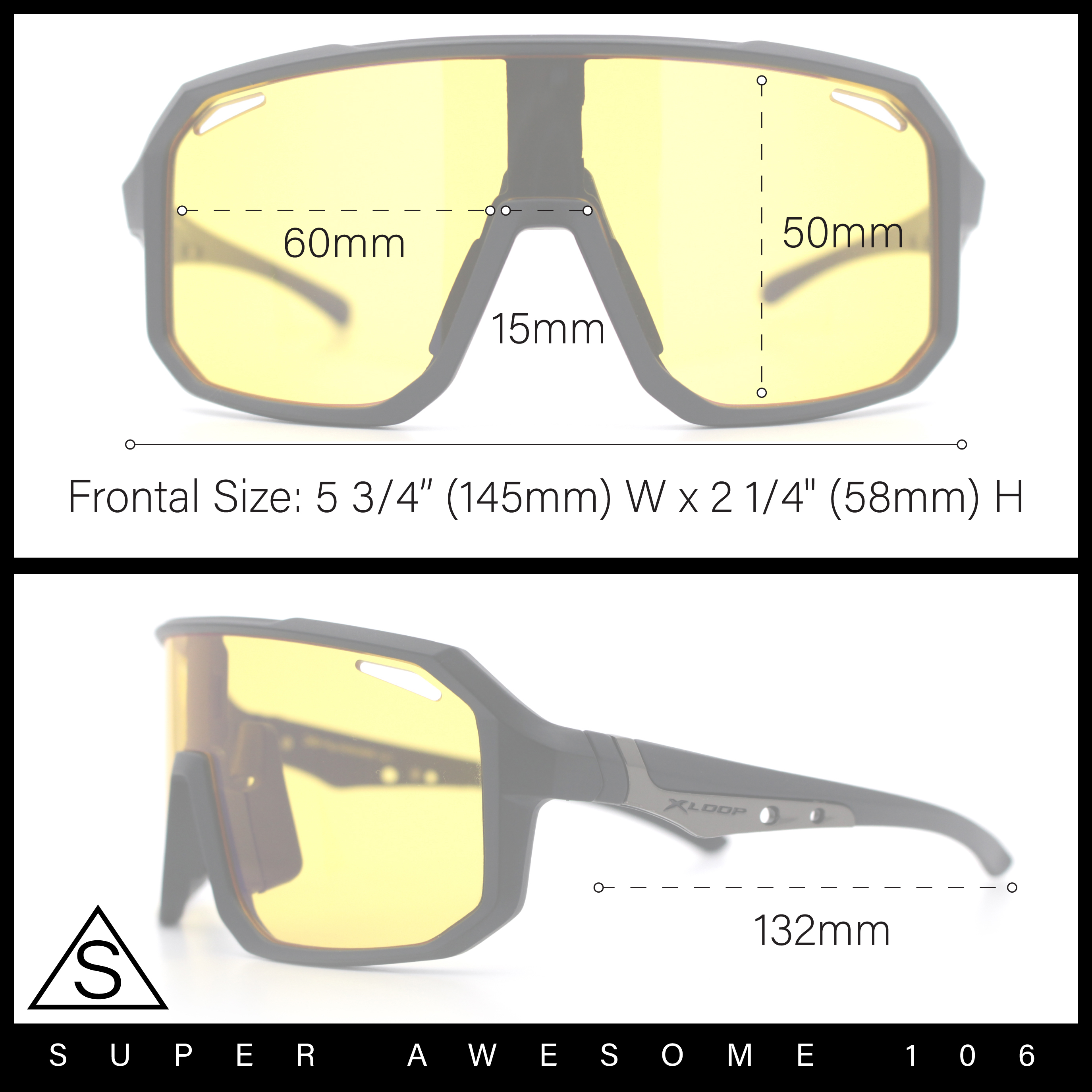 XLoop Sports Sunglasses – Shiny Black Frame With HD Night Driving Lens, Mens UV400