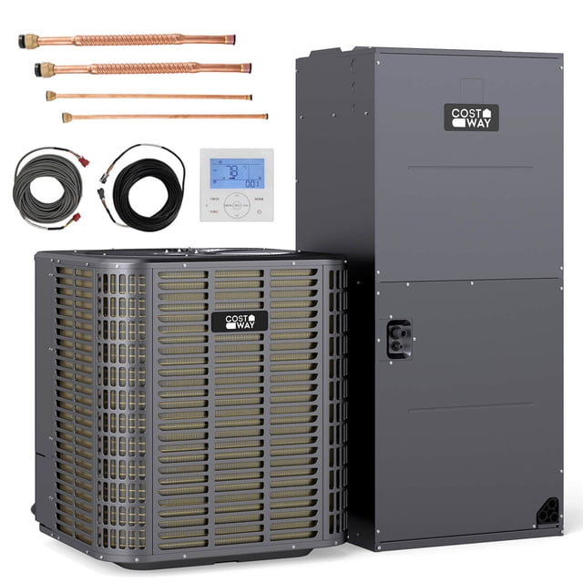 Costway 5 Ton 17 SEER2 Central Air Conditioner Heat Pump System with Air Handler Unit