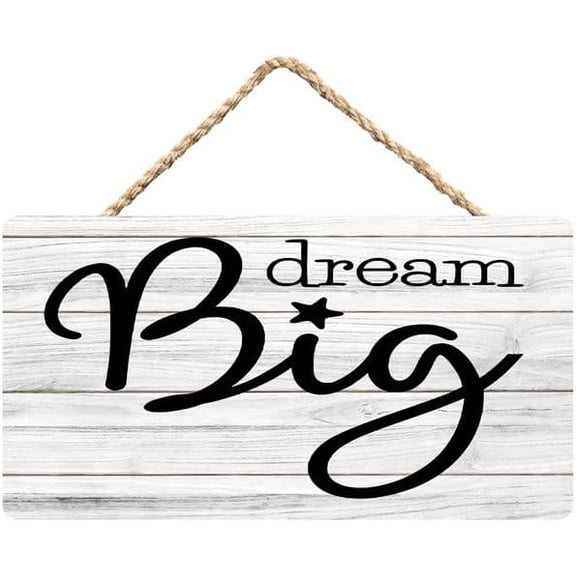 Rustic Wooden Sign Decor - Dream Big - Wood Plaque Home & Office Inspirational Gifts Hanging Wall Signs 6x12 IN