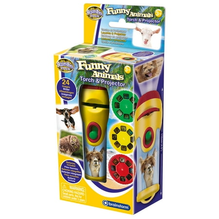 Brainstorm Toys: Funny Animals Torch & Projector - Handheld Flashlight & Image Casting Toy  24 Themed Images  39  Projection  3 Slides  Kids Ages 3+