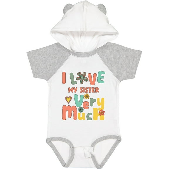 Inktastic Groovy Retro I Love My Little Sister Very Much Boys or Girls Baby Bodysuit