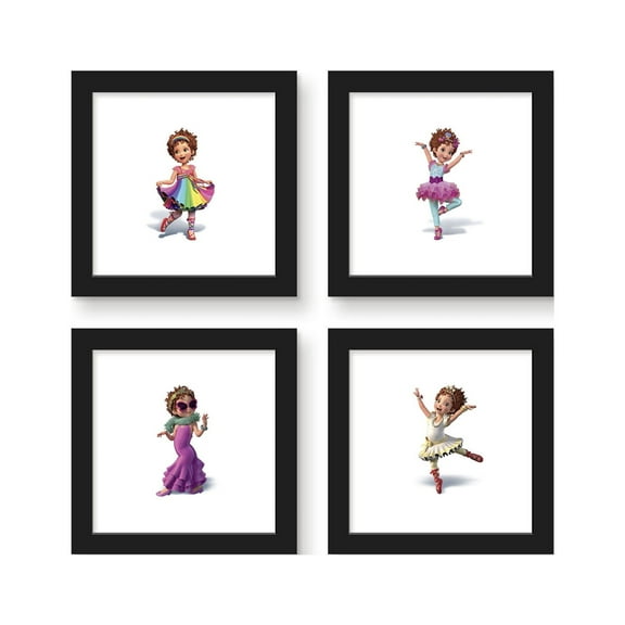 Gallery Pops Disney Fancy Nancy - Fancy In Every Way Wall Art Bundle (4-Pack), Black Framed Version, 12" x 12"