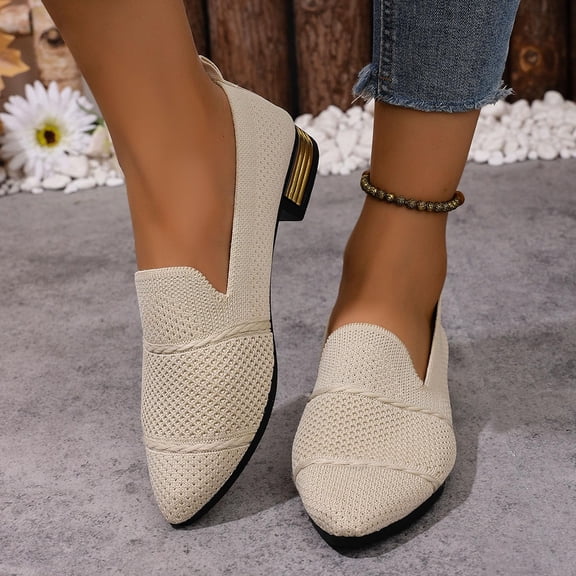 YOUYEDIAN Orthopedic Shoes for Women Arch Support Non Slip Slip on Nurse Shoes Lightweight Knitted Mesh Stretch Business Casual Shoes Comfortable 2026 New Foam Shoes (Khaki)