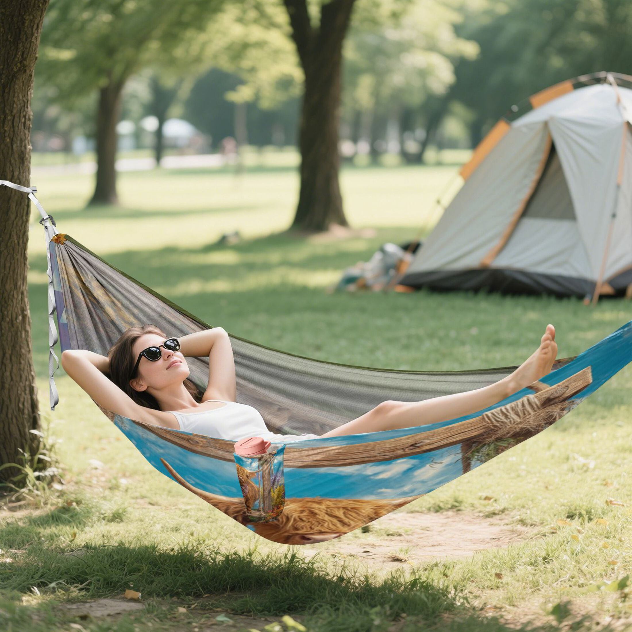 Hanging Hammock Portable Travel Camping For Outdooor Beach Camping Hiking A Cow & Her Calf