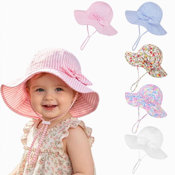 Baby Sun Hat Toddler Boys Girls Bucket Hat for Kids UPF 50 Sun Protective Child Summer Beach Hats(Pink,4-6 Years)