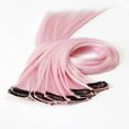 thumbnail image 1 of 10 extensiones de cabello sintético con resaltado de colores (rosa claro), 1 of 5
