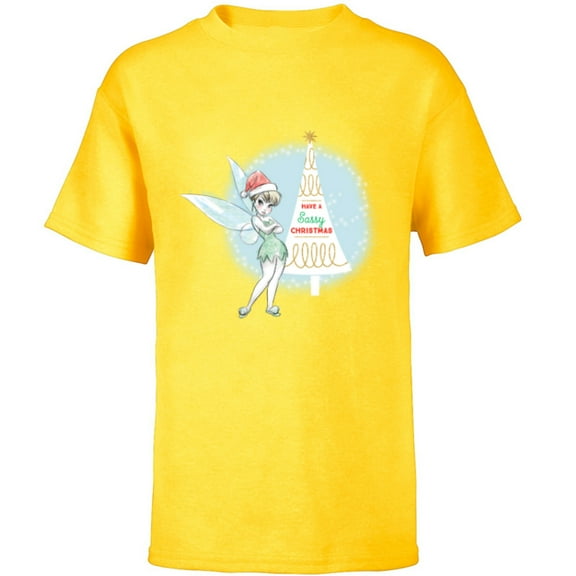 Disney Tinker Bell Sassy Christmas Holiday - Short Sleeve T-Shirt for Kids - Customized-Yellow