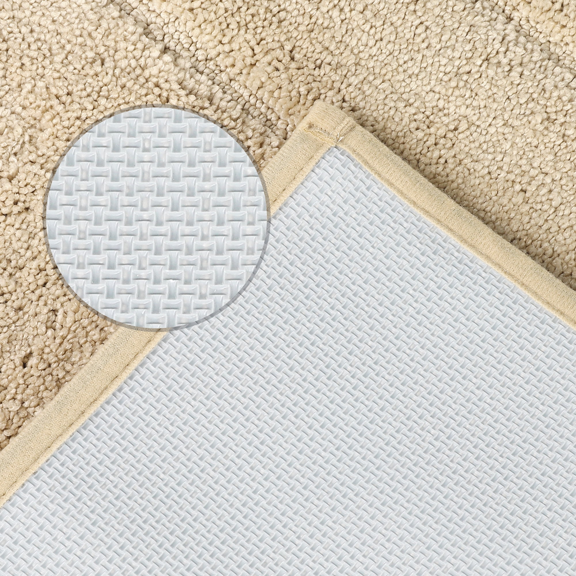 Unique Bargains Geometry Bathroom Rug Mat Soft Absorbent Non-Slip Comfortable Bath Rugs Khaki 16" x 24"