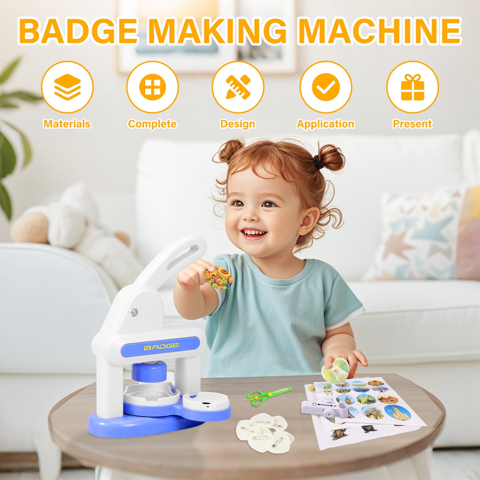 ABS Badge Making Kit Cultivate Creativity Pin Maker Kit Foster Hand On Skill Badge Maker Machine Add Fun DIY Machine for Children