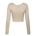 thumbnail image 3 of KOGMO Womens Long Sleeve Crop Top Solid Round Neck T Shirt, 3 of 8