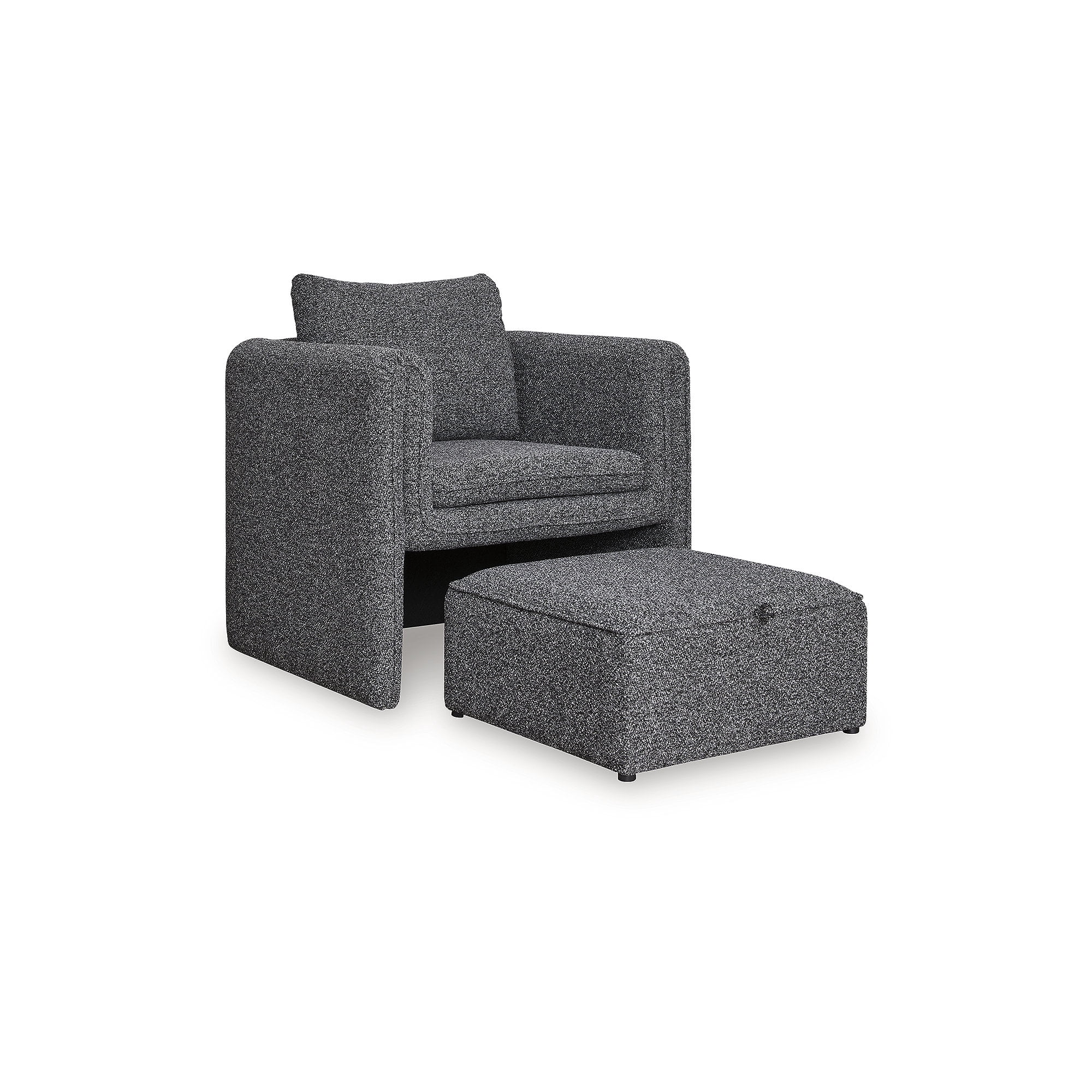 Signature Design by Ashley Vreni Accent Chair and Ottoman, Charcoal Black, Small Space Living Room Accent Seating, Polyester Upholstery