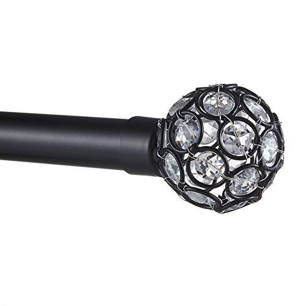 Exclusive Home Rings 1" Curtain Rod and Finial Set, Matte Black, Adjustable 36"-72"