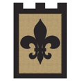 thumbnail image 1 of Solid Black Fleur de Lis on Burlap 18 x 13 Rectangular Double Applique Tab Top Small Garden Flag, 1 of 4